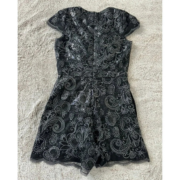 Badgley Mischka  Women’s Romper Corrine Black and Silver Sequin 6 - Picture 14 of 16